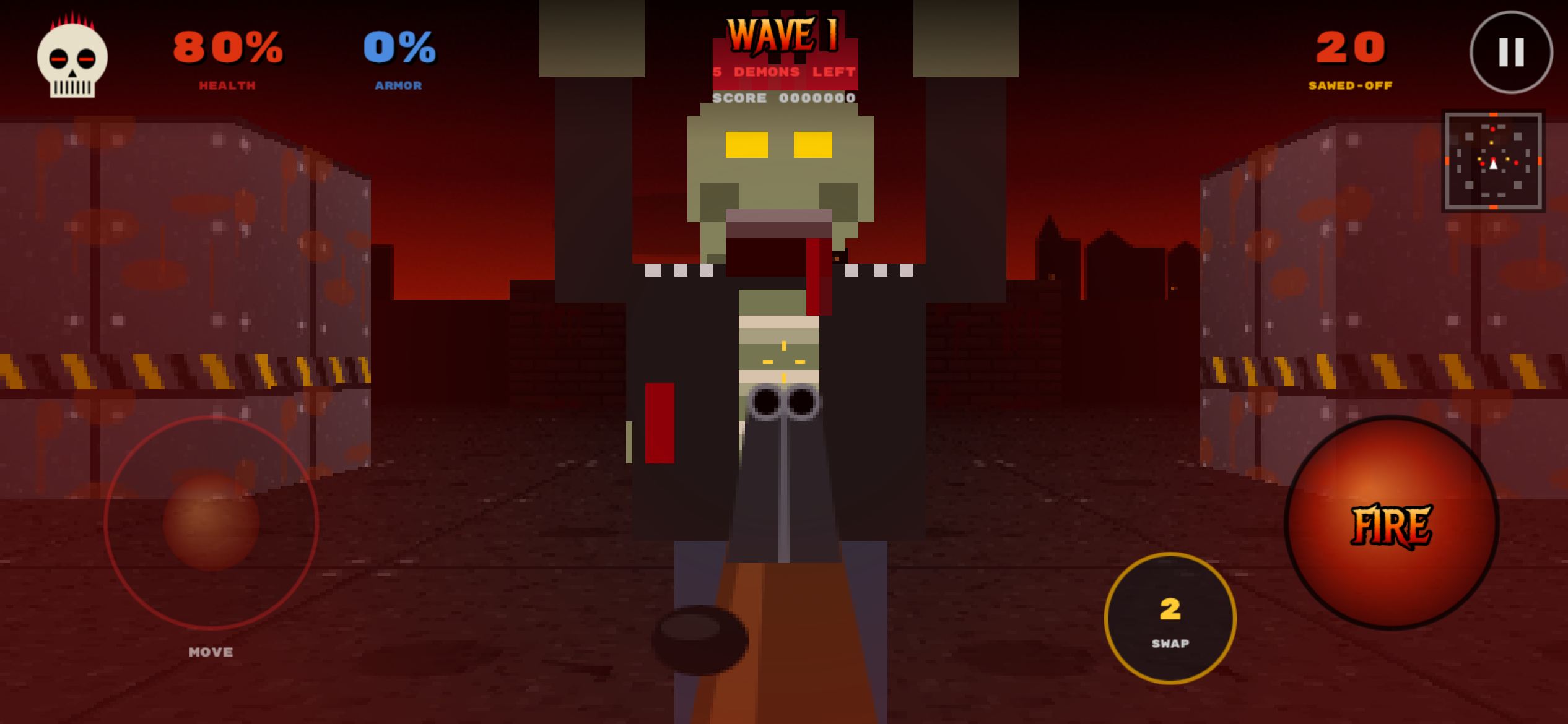 HELLWAY: Carnage gameplay — a gunner demon point-blank down the shotgun barrel